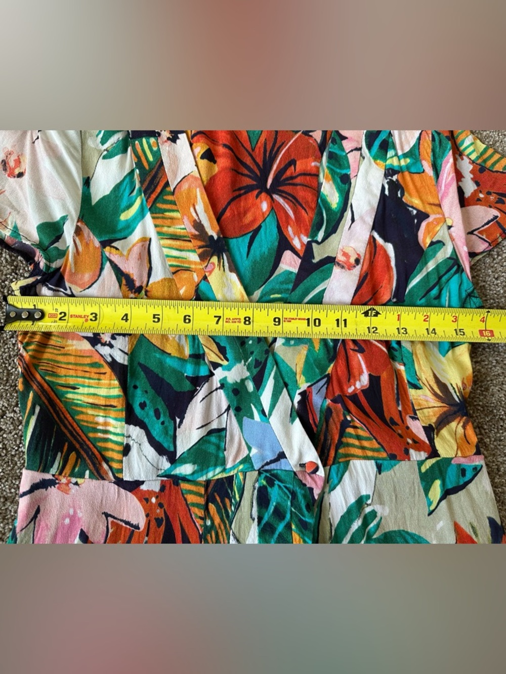 Zara Tropical Floral Wrap Mini Dress Pockets Size M (Fits Like XS) - Picture 7 of 14